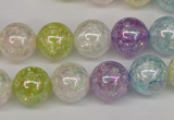 CKQ64 15.5 inches 12mm round AB-color dyed crackle quartz beads