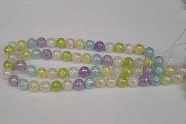 CKQ64 15.5 inches 12mm round AB-color dyed crackle quartz beads