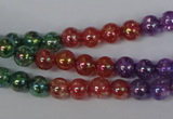 CKQ71 15.5 inches 6mm round AB-color dyed crackle quartz beads