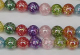 CKQ72 15.5 inches 8mm round AB-color dyed crackle quartz beads