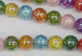 CKQ74 15.5 inches 12mm round AB-color dyed crackle quartz beads