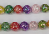 CKQ75 15.5 inches 14mm round AB-color dyed crackle quartz beads