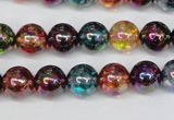 CKQ83 15.5 inches 10mm round AB-color dyed crackle quartz beads