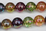 CKQ85 15.5 inches 14mm round AB-color dyed crackle quartz beads