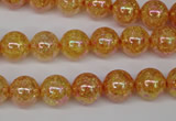 CKQ91 15.5 inches 6mm round AB-color dyed crackle quartz beads