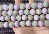 CKU327 15.5 inches 12mm - 12.5mm faceted round natural kunzite beads