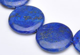 CLA21 coin deep blue dyed lapis lazuli 25mm gemstone beads