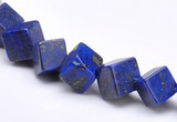 CLA39 6*6*6mm oblique-drilled cubic dyed lapis lazuli beads