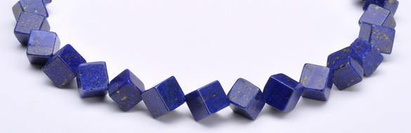 CLA40 oblique-drilled cubic 10*10*10mm dyed lapis lazuli beads