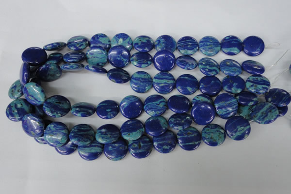 CLA460 15.5 inches 18mm flat round synthetic lapis lazuli beads