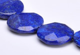 CLA48 Faceted coin 25*25mm deep blue dyed lapis lazuli beads