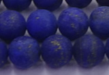 CLA74 15.5 inches 12mm round matte lapis lazuli beads wholesale