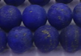 CLA75 15.5 inches 14mm round matte lapis lazuli beads wholesale