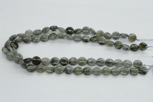 CLB105 15.5 inches 12mm flat round labradorite gemstone beads wholesale