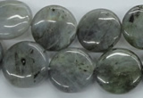 CLB107 15.5 inches 18mm flat round labradorite gemstone beads wholesale