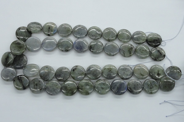 CLB107 15.5 inches 18mm flat round labradorite gemstone beads wholesale