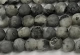 CLB1195 15 inches 4mm round matte black labradorite beads