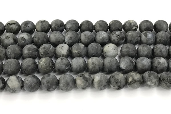 CLB1198 15 inches 10mm round matte black labradorite beads