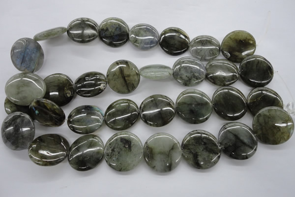 CLB138 15.5 inches 25mm flat round labradorite gemstone beads