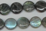 CLB170 15.5 inches 16mm flat round labradorite gemstone beads