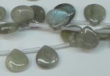 CLB177 top-drilled 12*12mm flat teardrop labradorite gemstone beads