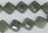 CLB181 15.5 inches 12*12mm faceted diamond labradorite beads