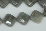 CLB182 15.5 inches 14*14mm faceted diamond labradorite beads