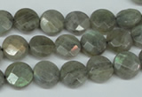 CLB190 15.5 inches 10mm faceted coin labradorite gemstone beads