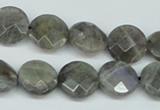 CLB191 15.5 inches 14mm faceted coin labradorite gemstone beads