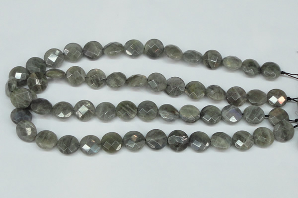 CLB191 15.5 inches 14mm faceted coin labradorite gemstone beads