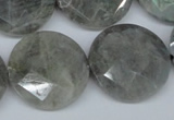 CLB194 15.5 inches 25mm faceted coin labradorite gemstone beads