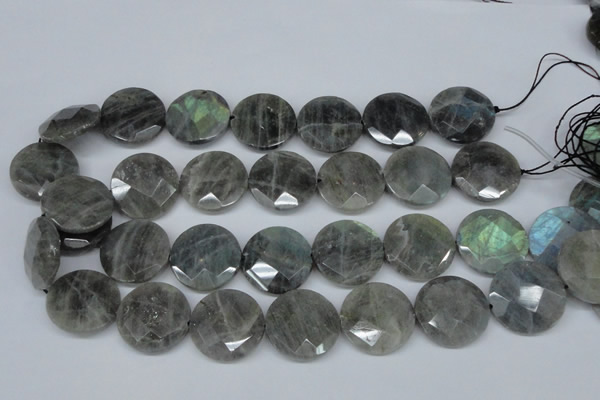 CLB194 15.5 inches 25mm faceted coin labradorite gemstone beads