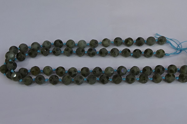 CLB230 15.5 inches 10mm faceted round matte labradorite beads