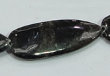 CLB317 15.5 inches 18*42mm flat teardrop black labradorite beads