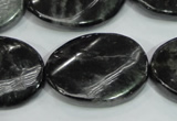 CLB318 15.5 inches 22*30mm twisted oval black labradorite beads