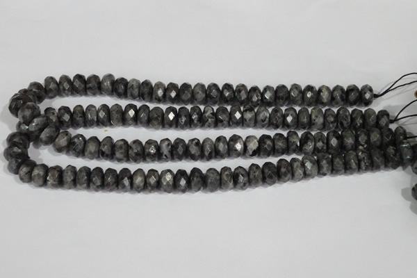 CLB322 15.5 inches 6*12mm faceted rondelle black labradorite beads