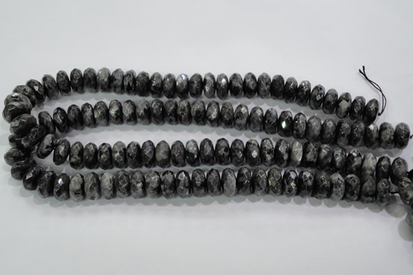 CLB323 15.5 inches 7*14mm faceted rondelle black labradorite beads