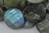 CLB39 15.5 inches 25mm faceted flat round labradorite gemstone beads