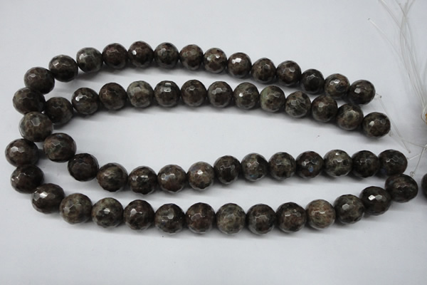 CLB405 15.5 inches 14mm faceted round grey labradorite beads