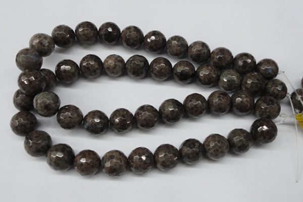 CLB407 15.5 inches 18mm faceted round grey labradorite beads