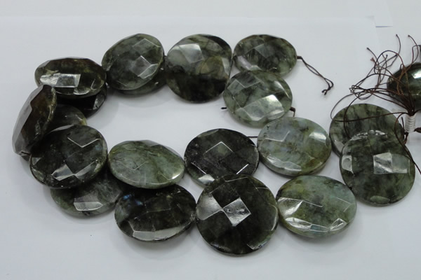 CLB53 15.5 inches 30mm faceted flat round labradorite gemstone beads