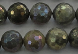 CLB615 15.5 inches 14mm faceted round AB-color labradorite beads