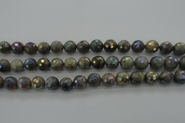 CLB615 15.5 inches 14mm faceted round AB-color labradorite beads