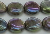 CLB636 15.5 inches 12mm flat round AB-color labradorite beads