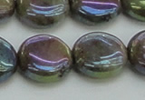 CLB637 15.5 inches 14mm flat round AB-color labradorite beads