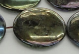 CLB645 15.5 inches 45mm flat round AB-color labradorite beads