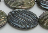 CLB670 15.5 inches 25*35mm carved oval AB-color labradorite beads