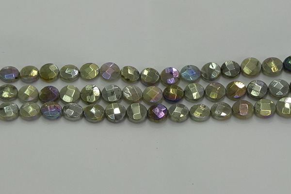 CLB677 15.5 inches 10mm faceted coin AB-color labradorite beads