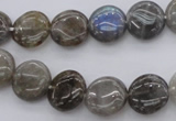 CLB72 15.5 inches 12mm flat round labradorite beads wholesale