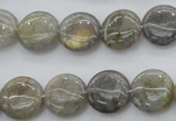 CLB73 15.5 inches 14mm flat round labradorite beads wholesale